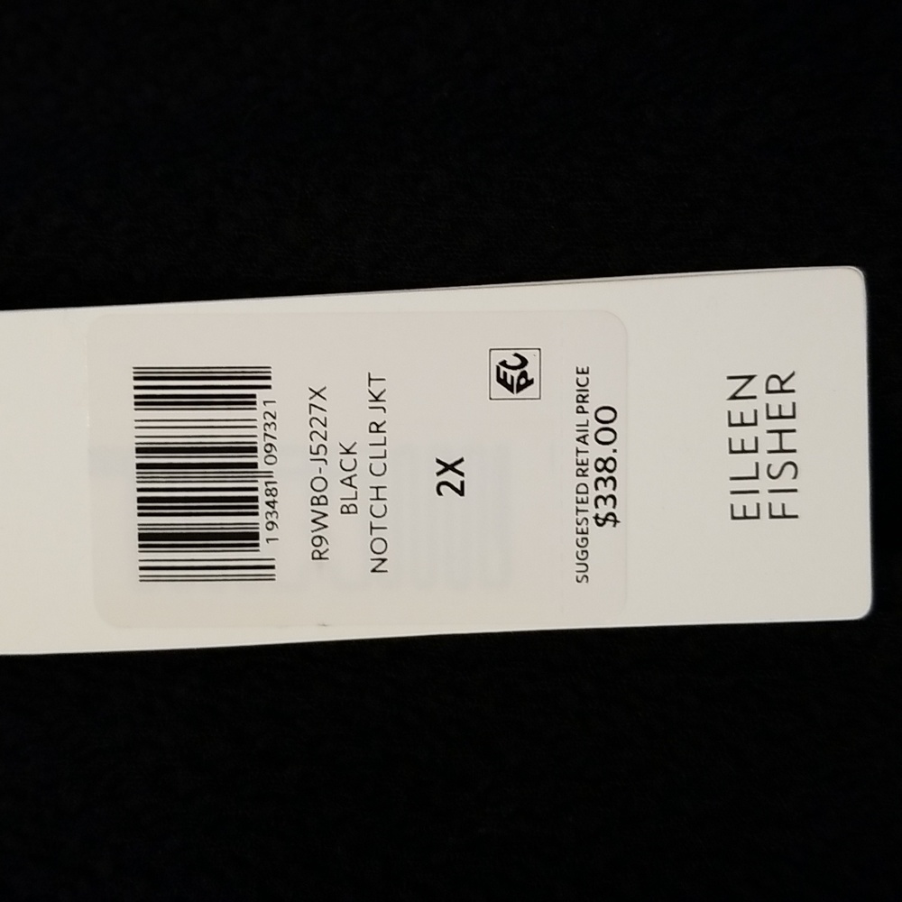 Eileen Fisher Black Notch Collar Jacket Women's Size 2X. NWT - Picture 9 of 9